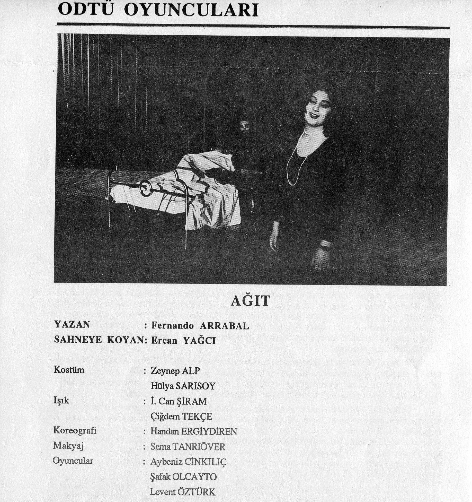 "Lament" play poster and brochure (METU Players, 1991)