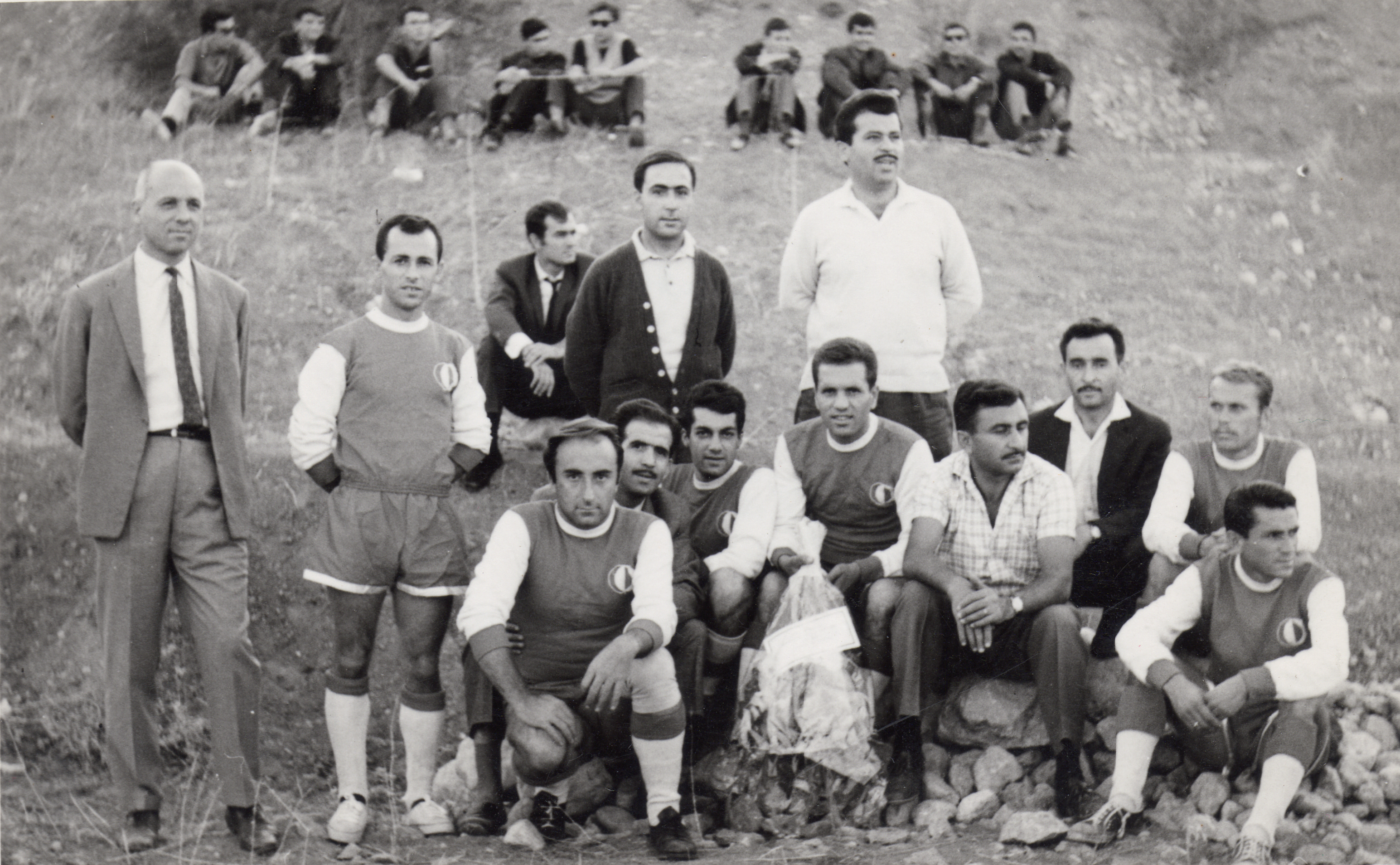 Group photo before the match at the opening ceremony of the football field