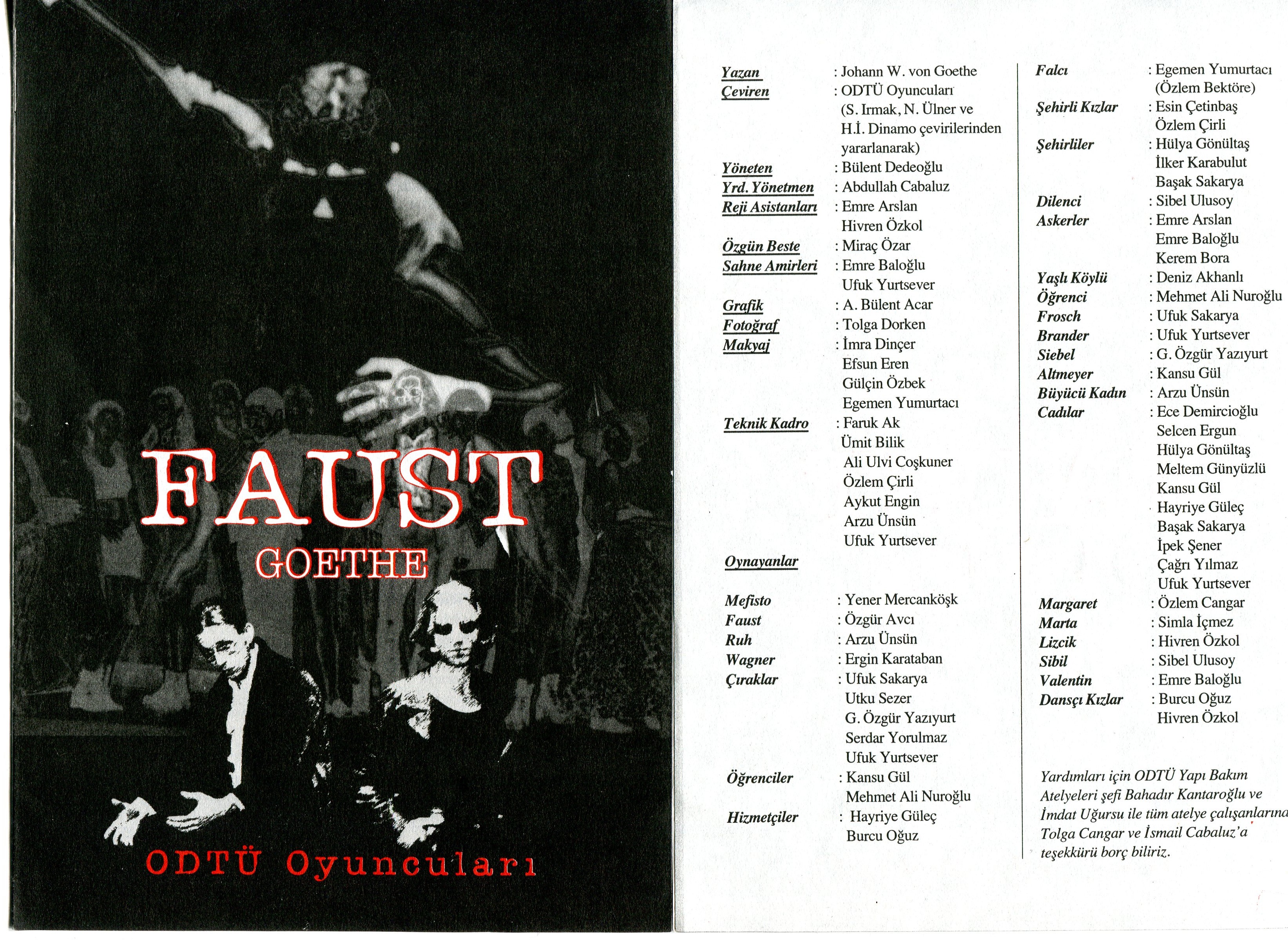 "Faust" play poster and brochure (METU Players, 1998)