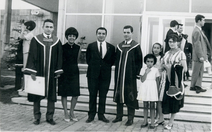 Department of Electrical and Electronics Engineering: Founding faculty members Mustafa Parlar with graduating students (1965)