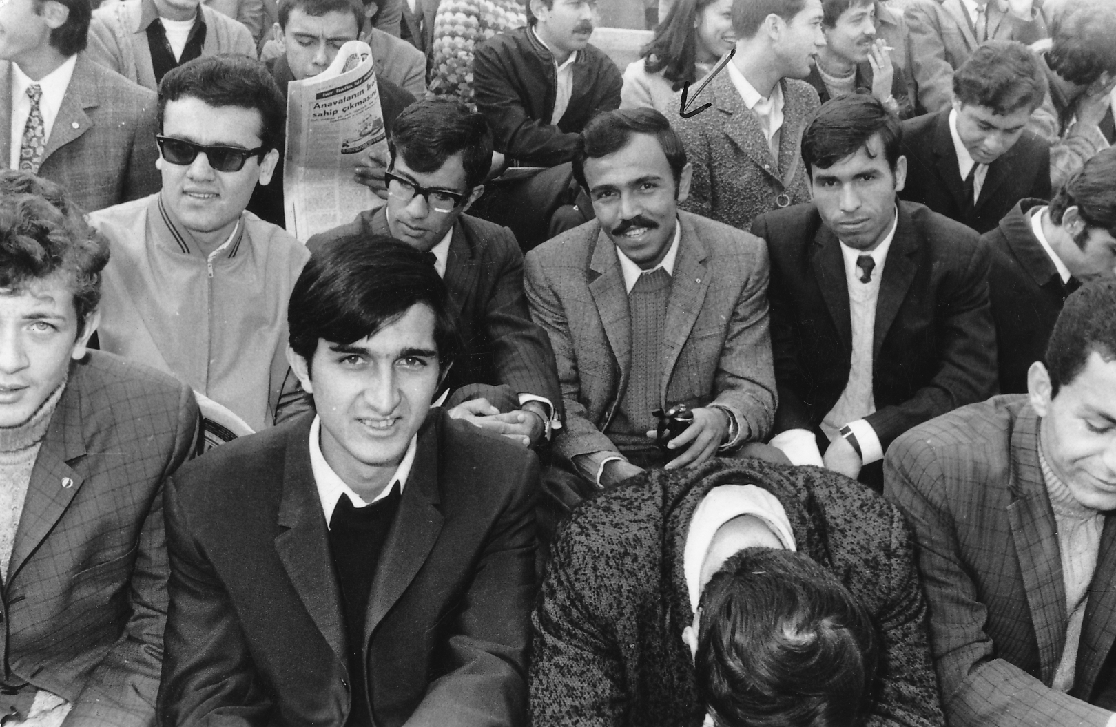 1968, students waiting for a demonstration to start