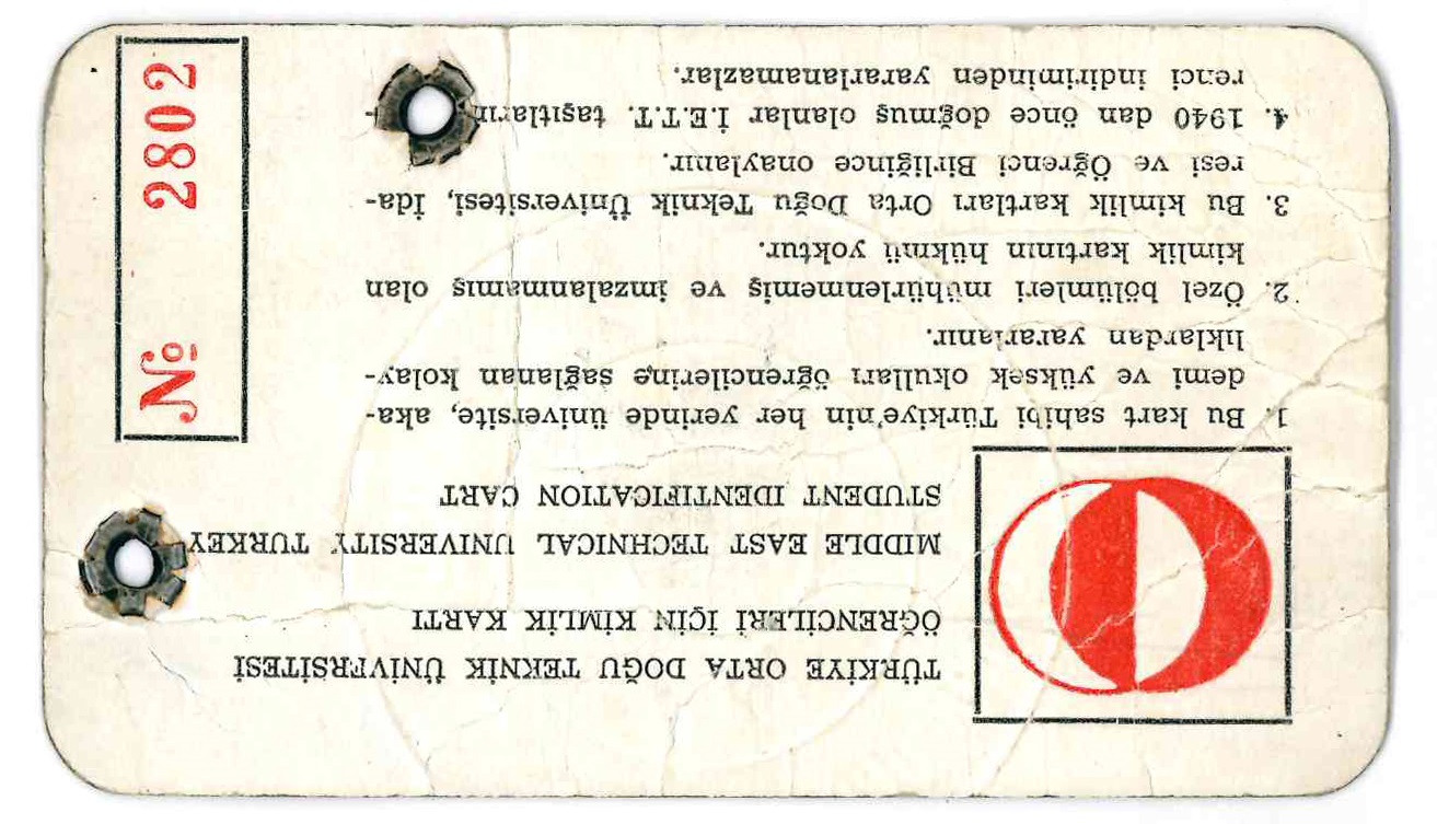 METU student ID card (1969-1970)