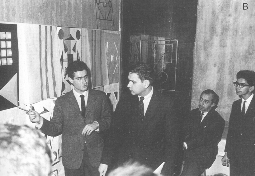1963, Erhan Kocabıyık explains his project to the basic design jury