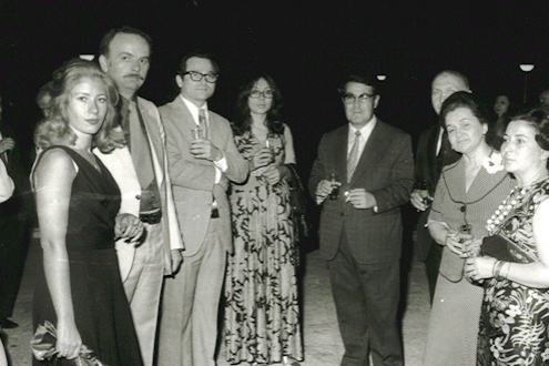 1974, Mechanical Engineering faculty members and their spouses at a party